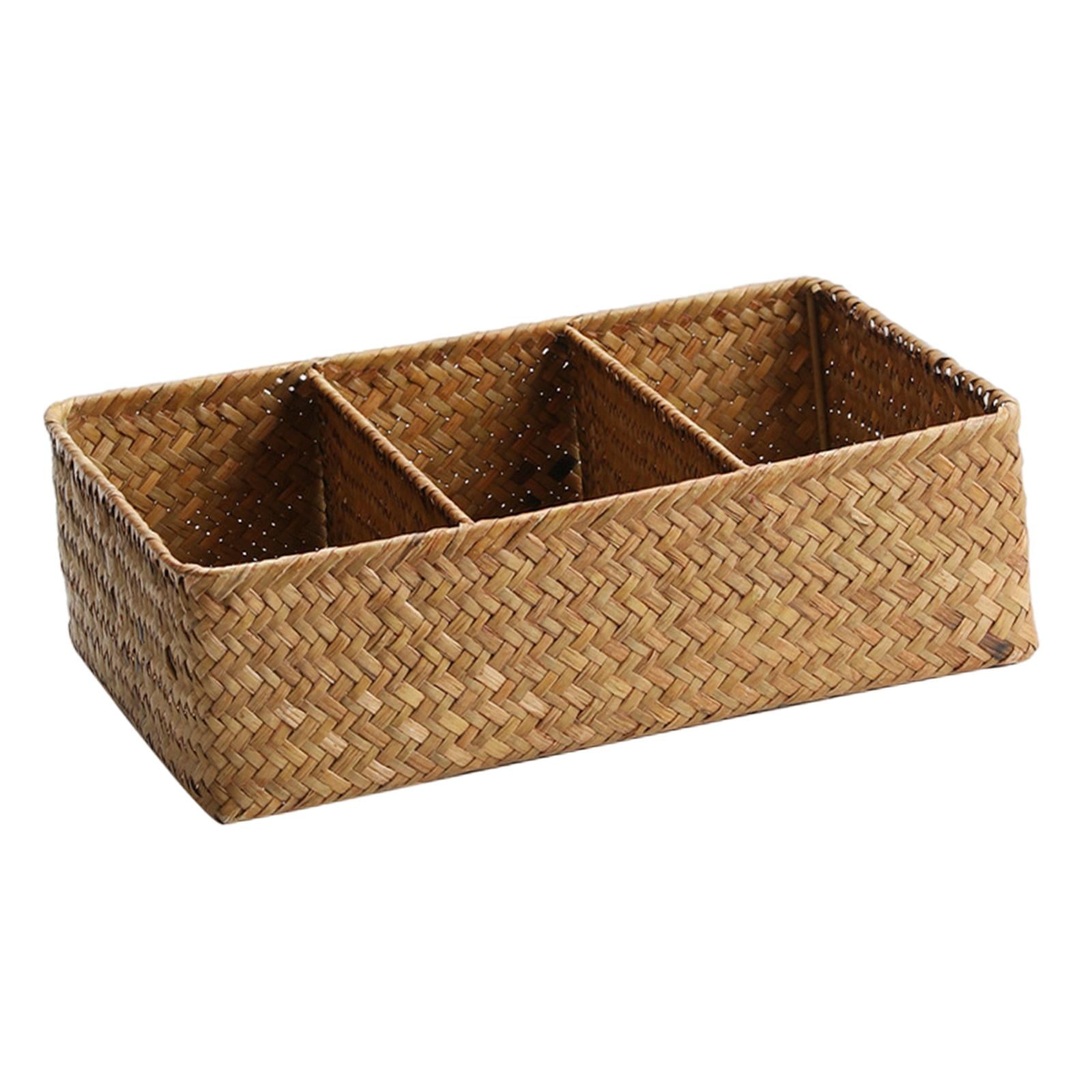 Bothyi - Cesta De Almacenamiento De Mimbre, Contenedor De Almacenamiento, Organizador De Escritorio Para Estante, Despensa, Encimera, 31cm X 21cm X 9cm