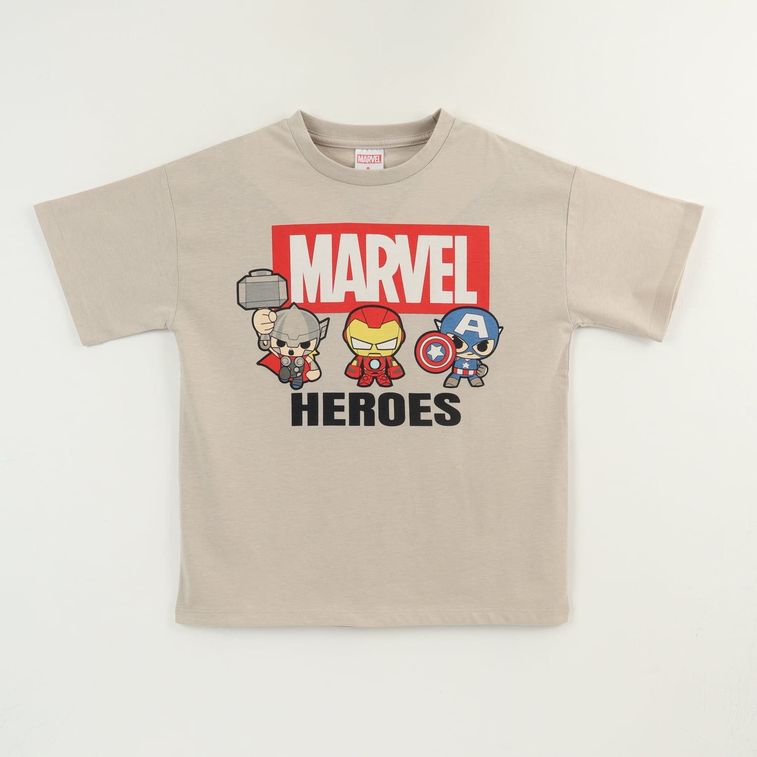 Polera Manga Corta Niño Beige Avengers Marvel
