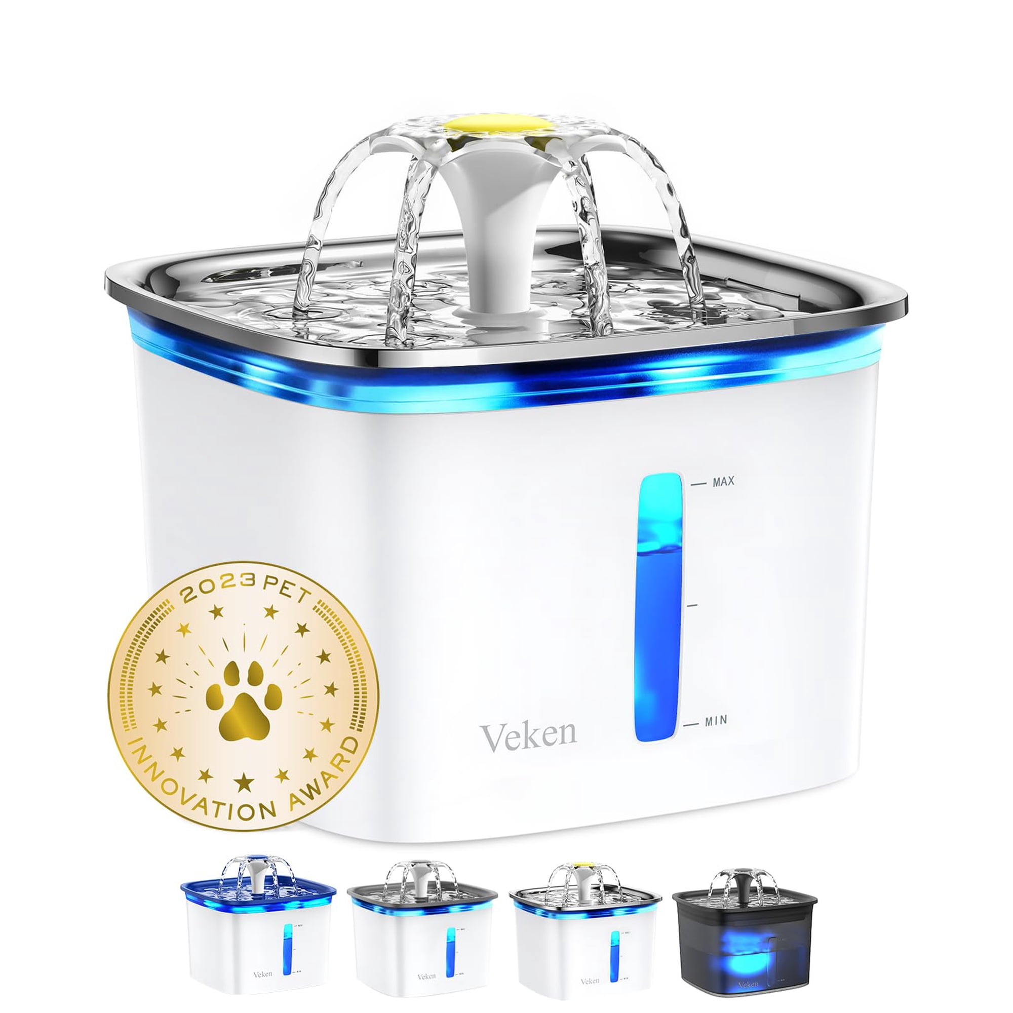 Fuente Para Mascotas Veken De Acero Inoxidable, 2,8 L, Para Perros Y Gatos