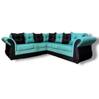 Muebles Duna - Seccional 5 Cuerpos Marsella Bicolor Lino Negro Turquesa