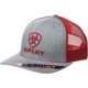 thumbnail image 1 of Gorra ARIAT Shield estilo camionero gris con rojo, talla única, 1 of 3