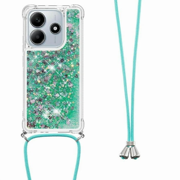 Funda FOXDOCK para Xiaomi Redmi Note 14 4G con Cuerda Ajustable, Brillo Líquido, Protección Antigolpes y Lente – Ideal para Regalo