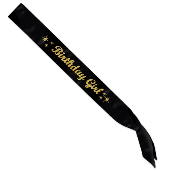 Satin Sash Beistle con purpurina para cumpleañera, paquete de 6