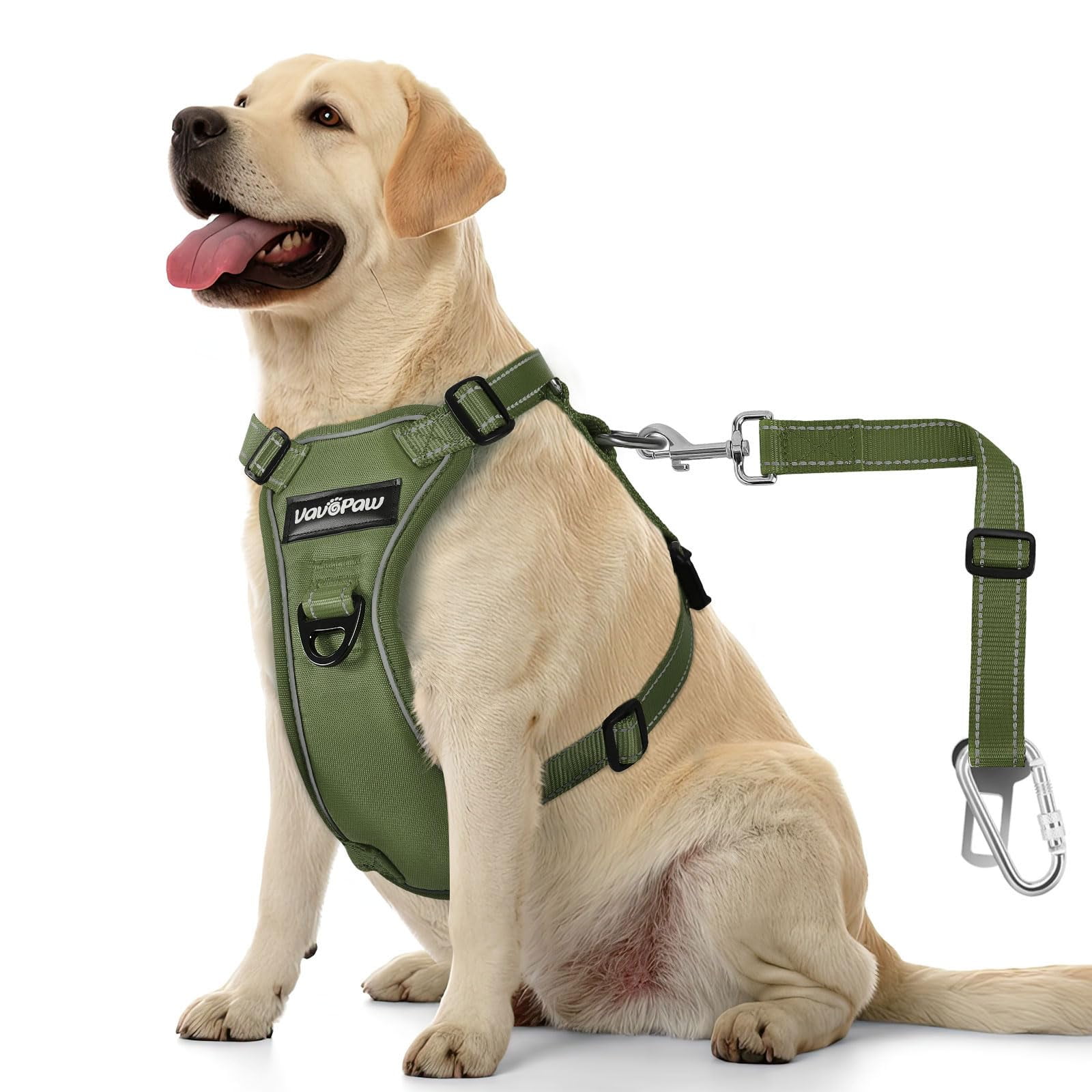Arnés De Cinturón De Seguridad Para Perros Vavopaw Ajustable Para Coche, Color Verde Militar