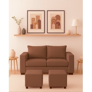 Dkora - Living Cedric 2 Cuerpos + 2 Puf Beige