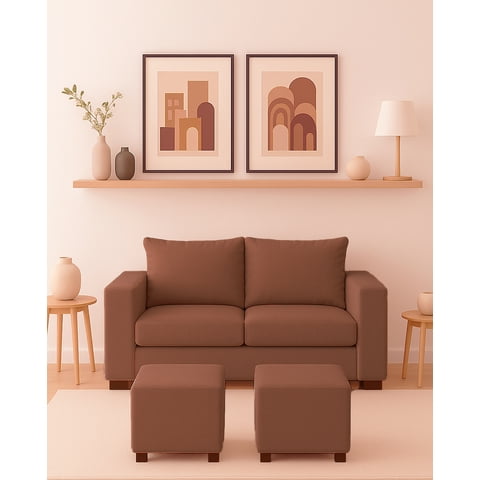 Dkora - Living Cedric 2 Cuerpos + 2 Puf Beige