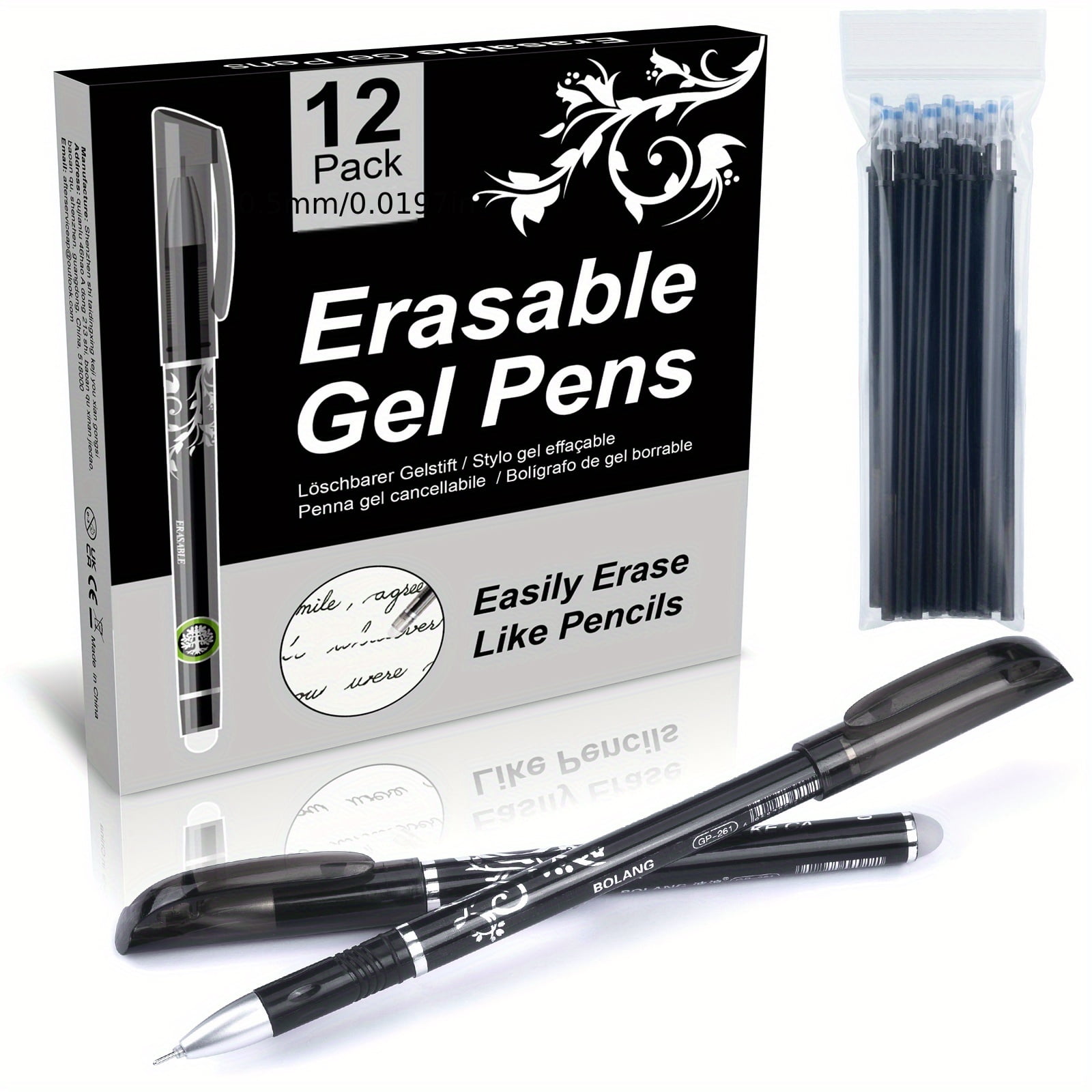 Erase Mistakes Effortlessly with 12 Erasable Gel Pens & 20 Refills ...