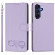 thumbnail image 2 of Funda de Cuero Tipo Billetera para Samsung Galaxy A16 4G / 5G 6.7", con Tarjetero, Pulsera, Soporte a Prueba de Golpes con Relieve de Patrón Feliz, Funda para Teléfono, Morado Claro, para Galaxy A16, 2 of 8