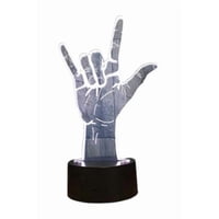 Lelumania - Lampara Ilusion 3D Mano Rock De 7 Colores, Base Touch