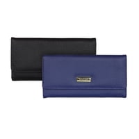 Kenneth Cole - Pack 2 Billeteras De Mujer Fidelia Negro Y Azul