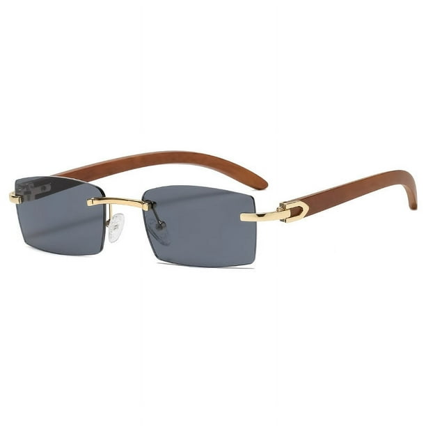 Trendy Men's Frameless Rectangle Sunglasses with UV400 Protection