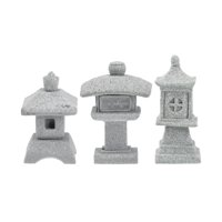 Magideal - 3X Estatua De Linterna De Piedra Adornos Coleccionables Regalo Elegante Simulación Figuras Multipropósito Escultura Para Jardín Césped Porche Patio