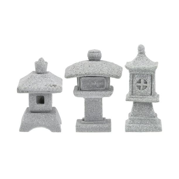3x Estatua de linterna de piedra Adornos Coleccionables Regalo elegante Simulación Figuras multipropósito Escultura para jardín Césped Porche Patio