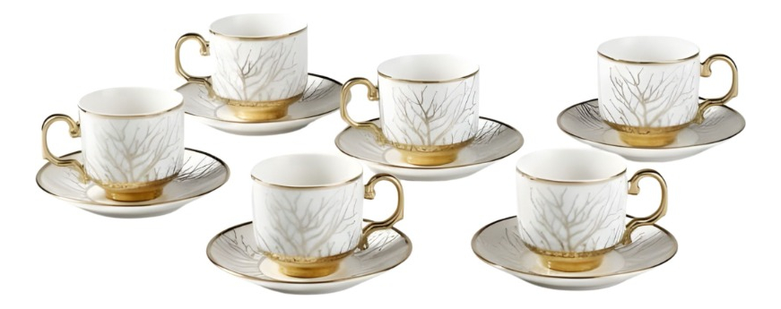 Genérico - Juego Vajilla Tazas Platillos Gourmet Grabados Botánicos Jhn