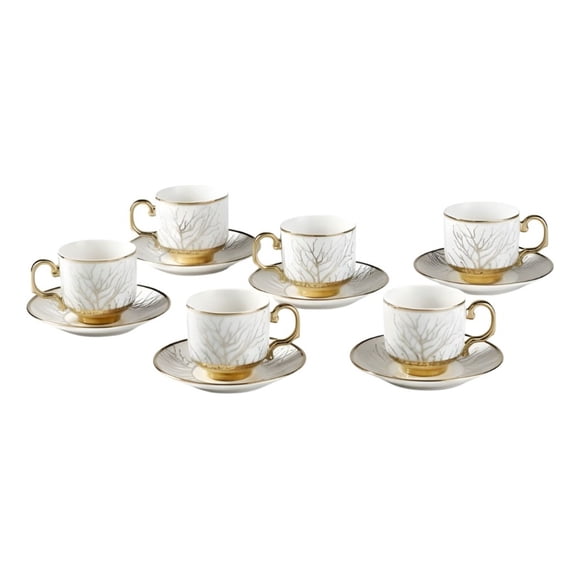 Juego Vajilla Tazas Platillos Gourmet Grabados Botánicos Jhn