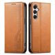thumbnail image 1 of Funda tipo cartera para Samsung Galaxy A35 de piel con cierre magnético, ranuras para tarjetas y correa para la muñeca Marrón, 1 of 6
