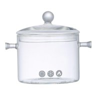 Bothyi - Olla De Cristal Con Tapa, Doble Asa, Para Pasta, Cereales, Leche, Transparente, 1300Ml