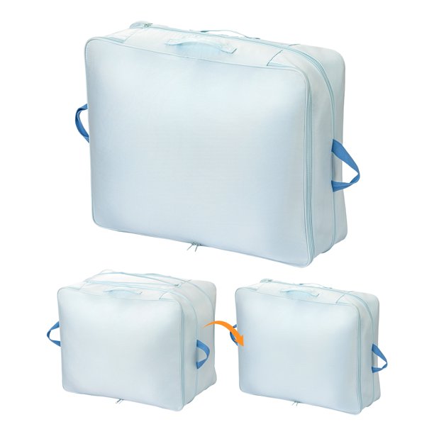 REGALWOVEN 1 Paquete de Almacenamiento de Ropa, Bolsas de Almacenamiento Expandibles, Bolsas de Mudanza para Organizar el Dormitorio, Contenedores de Almacenamiento con Asas Azul Claro