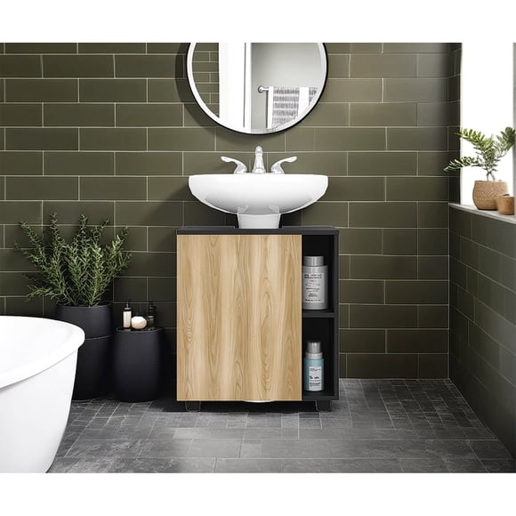 Mueble Para Lavamanos Pascuale 1 Puerta Wengue Y Fresno