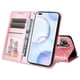 thumbnail image 3 of Funda tipo cartera FOXDOCK para Honor 50 Pro , diseño girasol en relieve, cuero PU, cierre magnético, soporte y tarjetero, 3 of 5