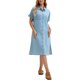 thumbnail image 2 of INSPIRE CHIC Vestido Camisero de Mezclilla para Mujer Regreso a Clases Manga Corta Botones Casual Vestido Midi Azul Claro 2XL, 2 of 5