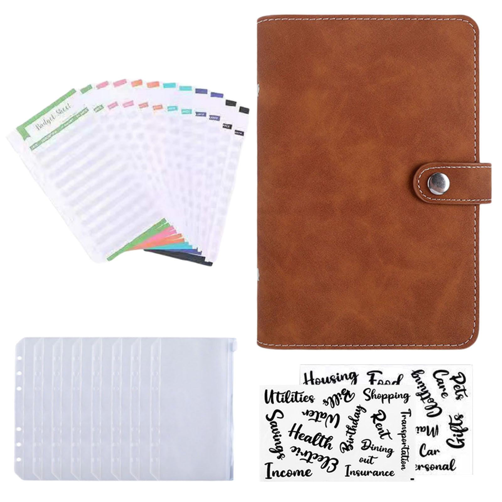 Magideal - Carpeta De Encuadernación De Sobres De Material Cuero Para Dinero Con 8 Uds. Bolsillos De Encuadernación Con Cremallera Organizador De Ahorro De Dinero Planifi Marrón