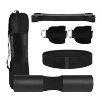 Ioensy - Juego De Almohadillas Para Sentadillas Con Barra, 2 Correas De Tobillo Portátiles Para Gimnasio, Para Empujes De Cadera Y Sentadillas, Color Negro