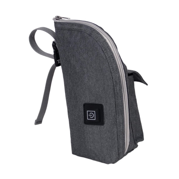 Bolsa de biberón para bebé, calentador de leche con calefacción portátil, calentador de biberón impermeable para bebé, para viaje de negocios en casa, gris