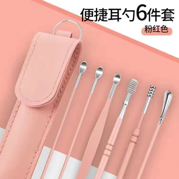6Pcs Stainless Steel Ear Cleaner Wax Removal Tool Kit Reusable Ear Pick Set Health Care Cleaning Ear Kit for Adults Kids