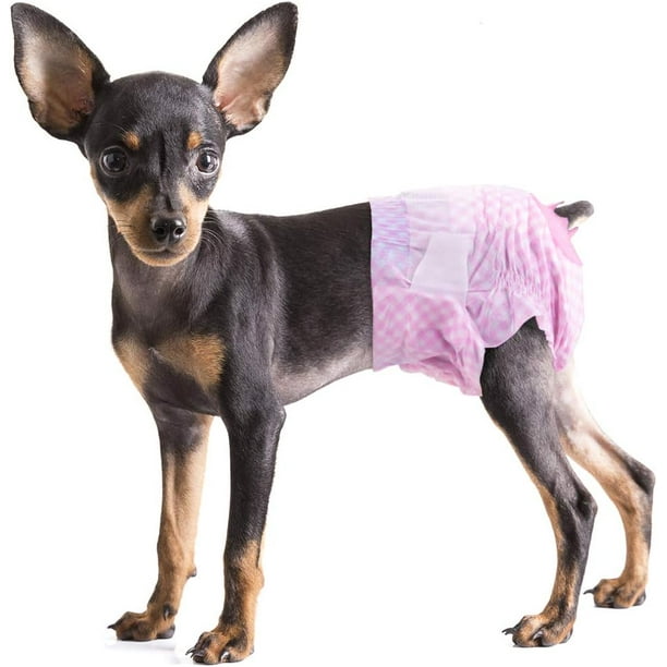 Pañales desechables para perros hembras, cachorros y gatos, color rosa, 12-36 unidades, con orificio ajustable para la cola.