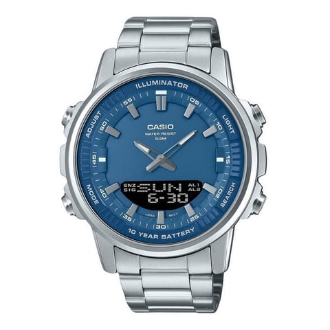 Casio - Reloj Análogo Digital Combinación Acero Inoxidable Esfera Azul Cuarzo Amw-880D-2A1V Para Hombre