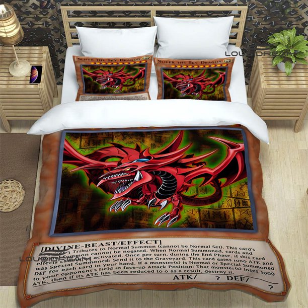 v807 Bed Sheets YU-GI-OH! Card Printed Bedding Sets exquisite bed supplies set duvet cover bed comforter set bedding set luxury birthday gift 3-Piece Bedding Set (1 Duvet Cover + 2 Pillow Shams) Bed S