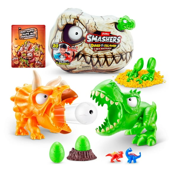 Set de batalla SMASHERS mini T Rex Dino Island Verde