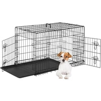 Jaula Para Perros Fdw 61 Cm Plegable De Alambre Metálico Con Doble Puerta