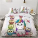 thumbnail image 1 of v2193 Bed Sheets Girl Pink Unicorn Bedding Set Kids Bed Linen Quilt Duvet Cover Sets Home Textile Decor Twin Single Queen King Size Gift Cute 3-Piece Bedding Set (1 Duvet Cover + 2 Pillow Shams) Bed S, 1 of 5