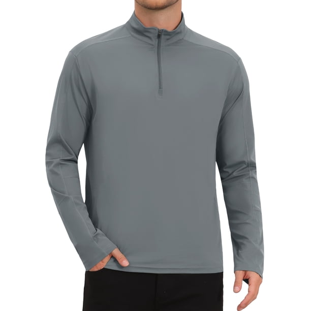 INSPIRE CHIC Camiseta Atlética de Manga Larga con Protección Solar y Cremallera 1/4 para Hombre S Gris Oscuro