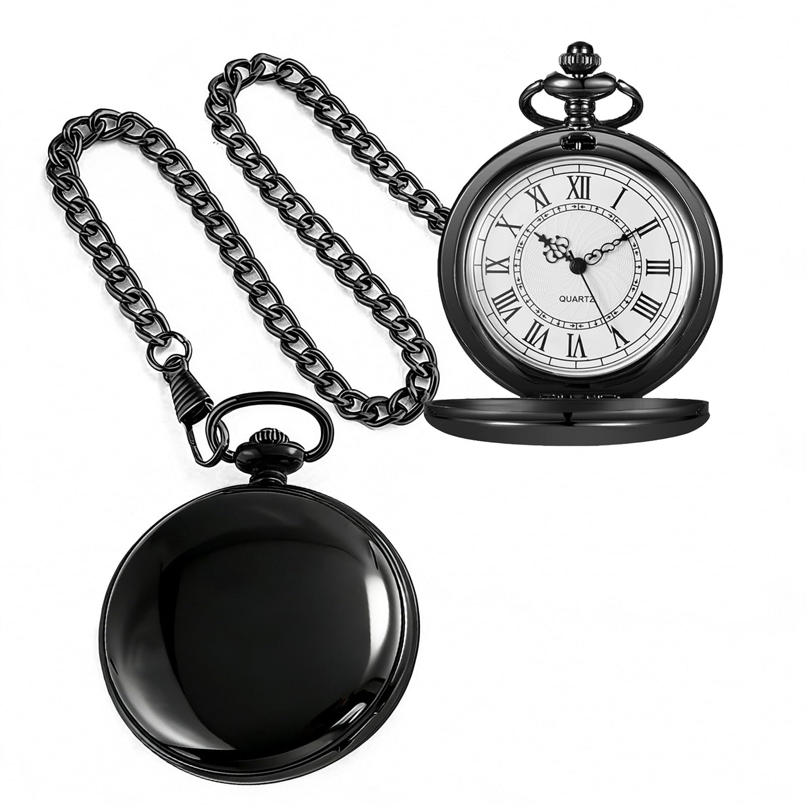 Reloj De Bolsillo Alwesam De Cuarzo Liso Con Cadena De 37 Cm Para Regalo