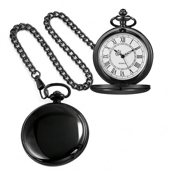 Reloj de bolsillo Alwesam de cuarzo liso con cadena de 37 cm para regalo