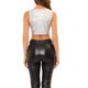thumbnail image 3 of INSPIRE CHIC Tops de Tirantes para Mujer sin Mangas con Recortes Ropa de Club Brillante Metálica Crop Tops M Plata, 3 of 6