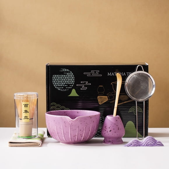 Juego de té matcha DWEHIXBUY, 7 unidades, con cuenco, batidor, soporte y colador