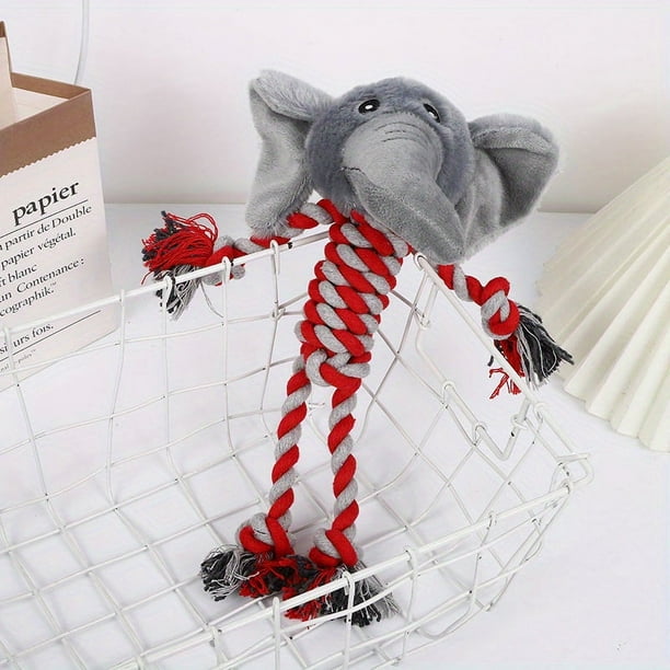 Plush Dog Chew Toy, Durable Squeaky Dog Toys Cute Rope Animal Dog Toy With Rope