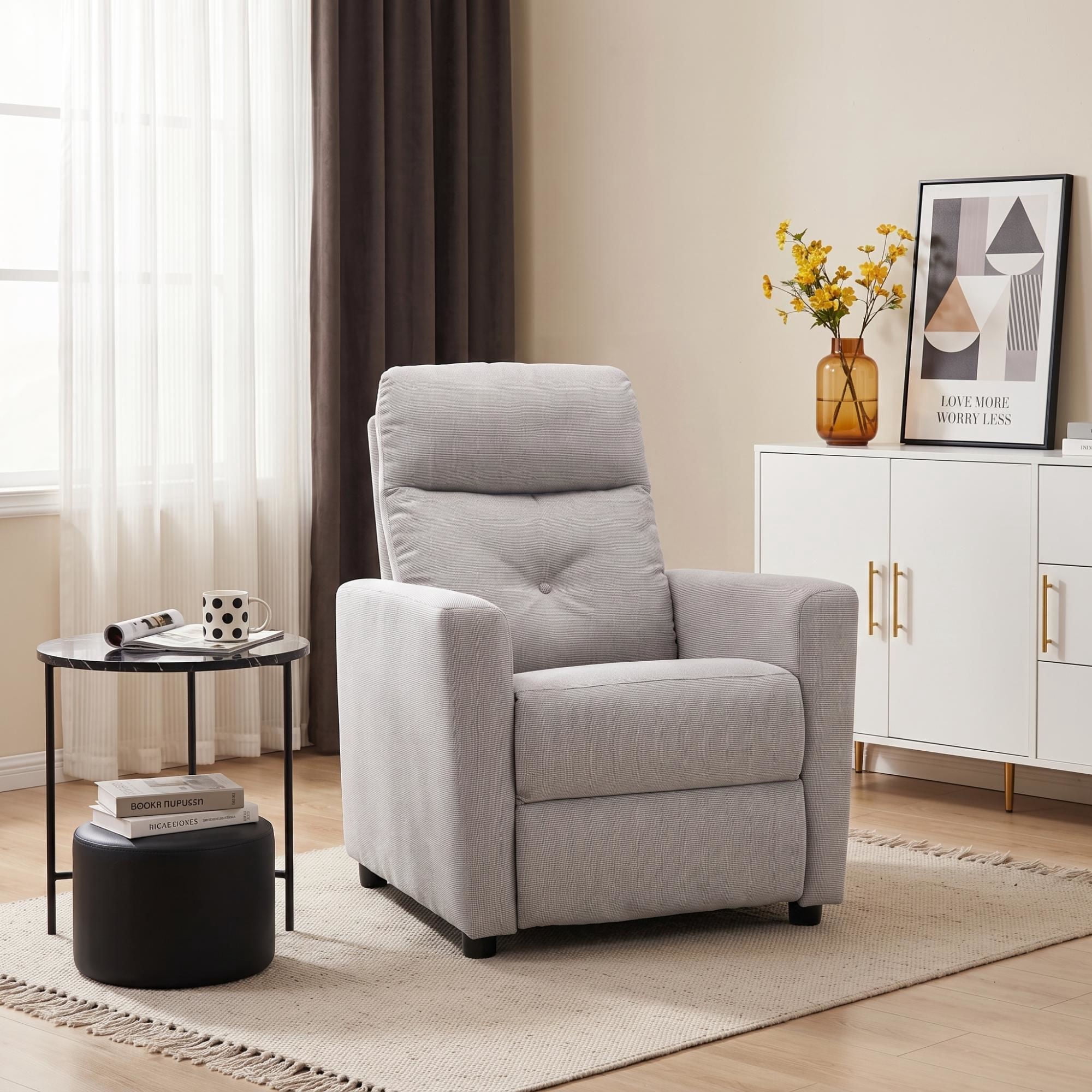 Bergere Reclinable Tela Beige 74.5x94x101 Cm