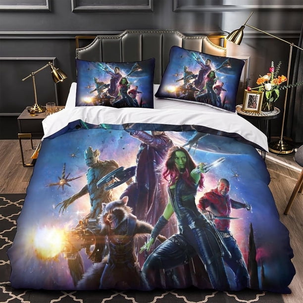 Marvel Heroes Print Bedding Set,Guardians of the Galaxy Groot Duvet Cover Sets,Cartoon Quilt Cover Set Gift To Teenagers Bed Sheets