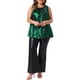 thumbnail image 2 of Agnes Orinda Conjuntos de Halloween para Mujeres Blusa Brillante de Talla Grande con Cuello Redondo Sin Mangas y Pliegues Frontales Elegante Casual para Fiesta Club 3X Verde, 2 of 6