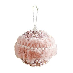 Magideal - Adorno De Bola Peluda De Navidad Rosa, Adorno De Bola Rosa Peluda, Artesanía De Exhibición, Decoración Navideña Para Vacaciones, Aniversario, Granja Estilo A