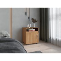 Tuhome - Velador 1 Puerta Barilo 55X45X40,3 Cm Fresno Y Wengue