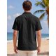 thumbnail image 3 of Camisa de Punto Hueco para Hombre INSPIRE CHIC Manga Corta con Botones Textura Transpirable Camisas de Verano para la Playa M Negro, 3 of 5
