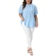 thumbnail image 2 of Agnes Orinda Blusas de Verano Casual Elegantes para Mujer de Talla Grande con Botones, Manga Abullonada y Cuello Mao, Talla 2X Azul Claro, 2 of 6