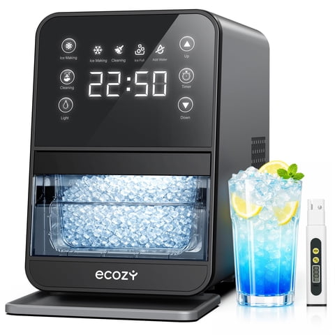 Máquina De Hielo En Forma De Pepita Ecozy Ecozy De 40 Kg/24 H Con Medidor De Agua Tds