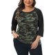 thumbnail image 1 of GRACE & GRANDEUR Conjuntos de Halloween Blusa de Talla Grande para Mujer Cuello Redondo Manga Raglán 3/4 Blusa Campesina Casual 1X Camuflaje, 1 of 8